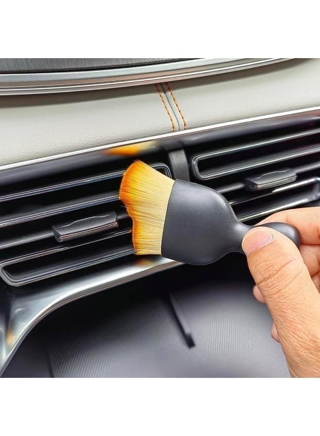 Compact Car Interior Cleaning Brush – Soft Bristles Dust Remover for Dashboard, Air Conditioner Vents, Leather Seats, Computer and Everyday Cleaning-2Pcs Car Detailing Brushes (6)