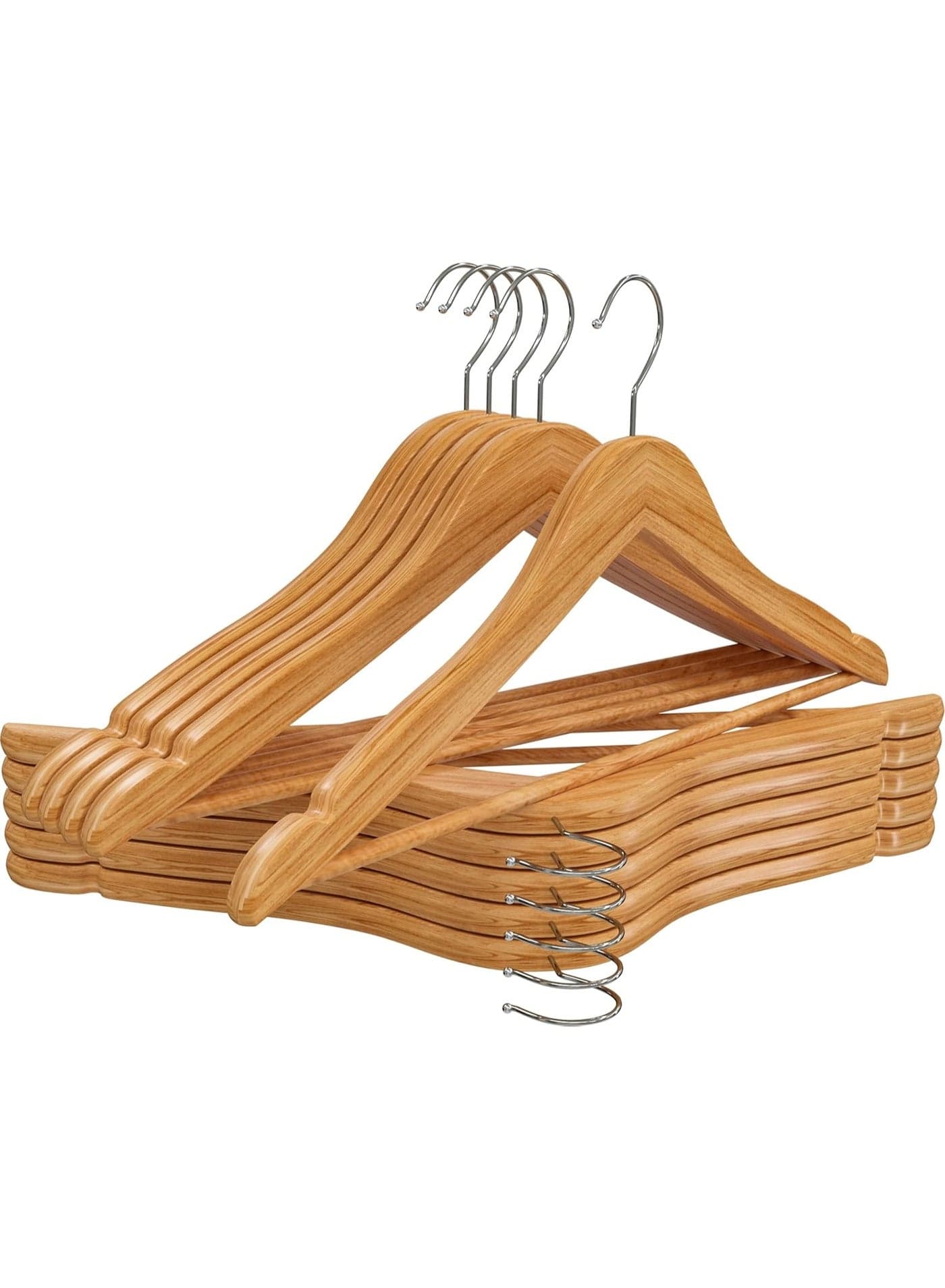 3 Pack Premium Wooden Hangers - Durable & Slim Coat Hangers - Suit Hangers with 360-Degree Rotatable Hook - Wood Hangers with Shoulder Grooves Closet Clothes Hangers (٣)