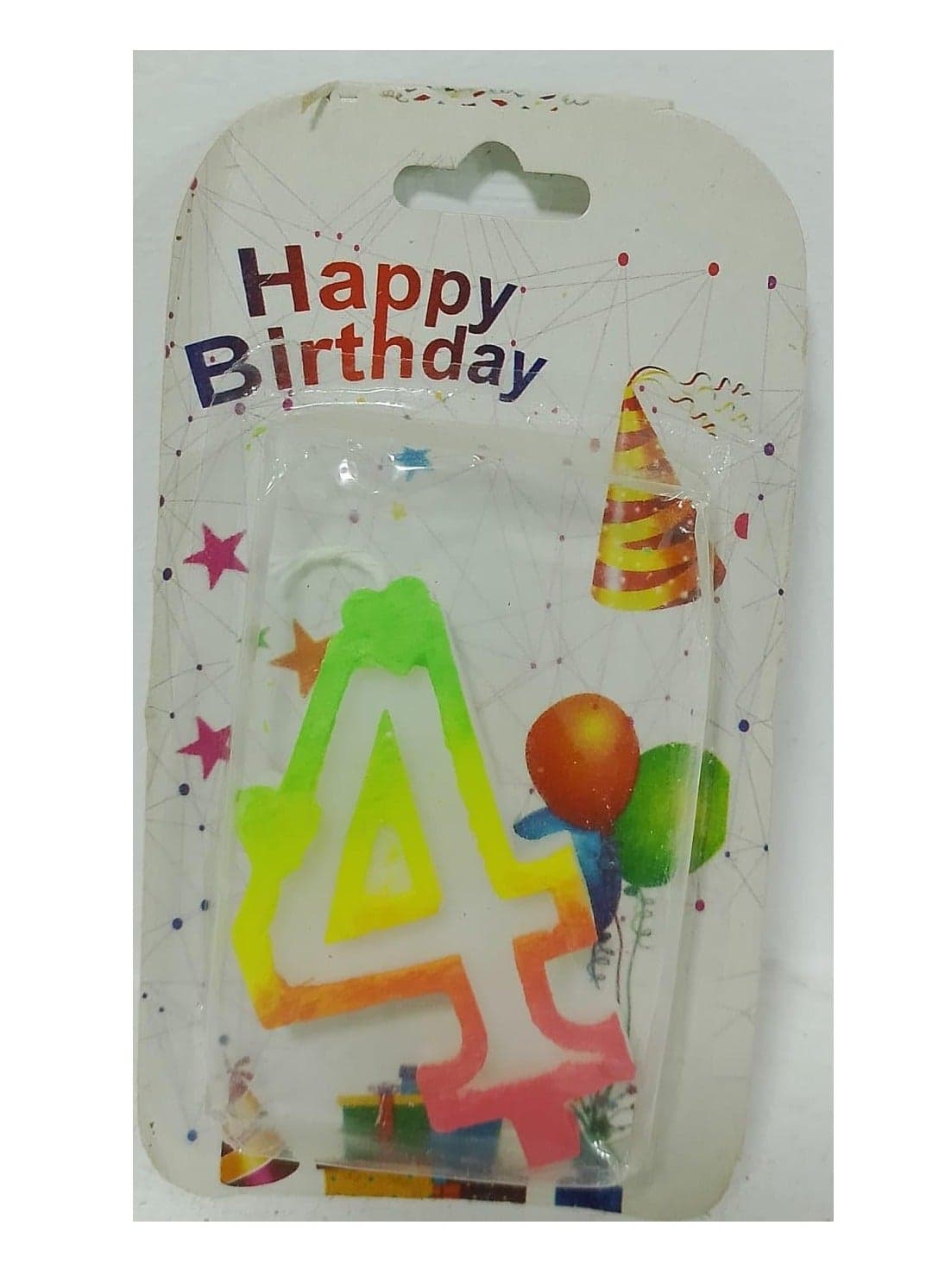 Number 4 birthday candle in green, yellow, and white. High-quality materials. Party Candles