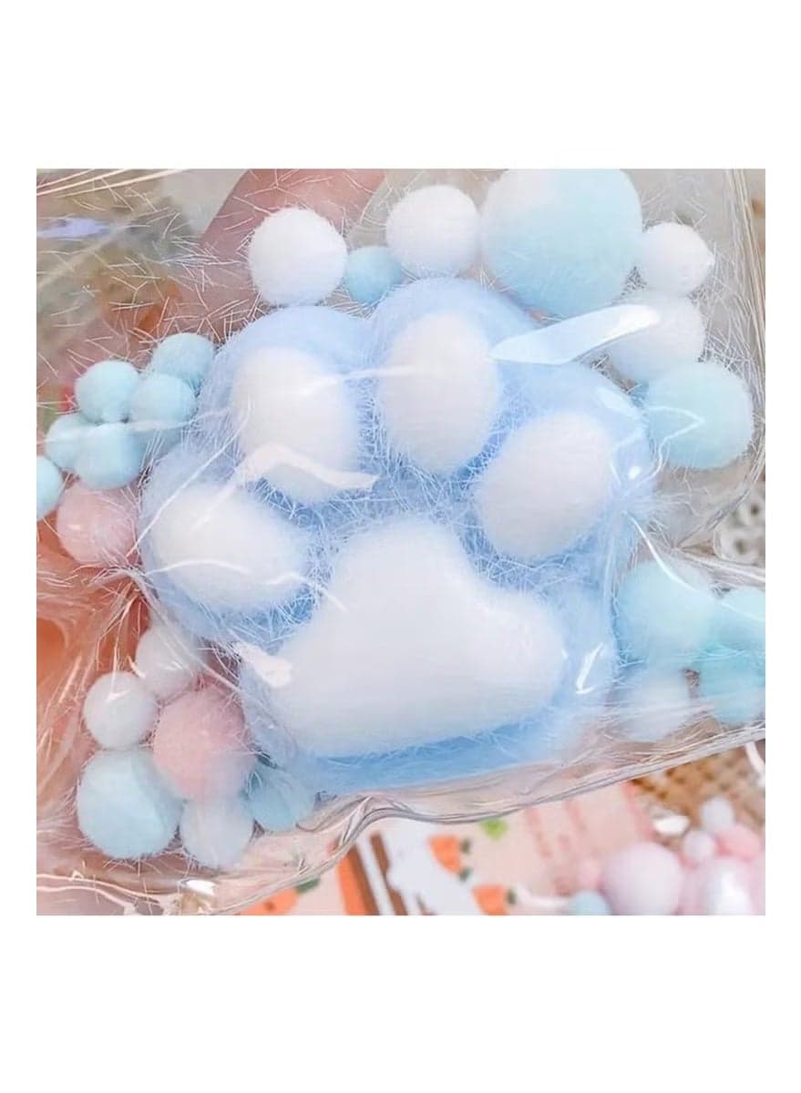 1pc Cute Cat Paw Squeeze Toy, Soft Plush & Silicone Sensory Fidget Stress Relief Toy, Stretchable Bouncy Paw Squishy for Kids, Girls, Office Relaxation, Anxiety Relief, Party Favors and Holiday Gifts