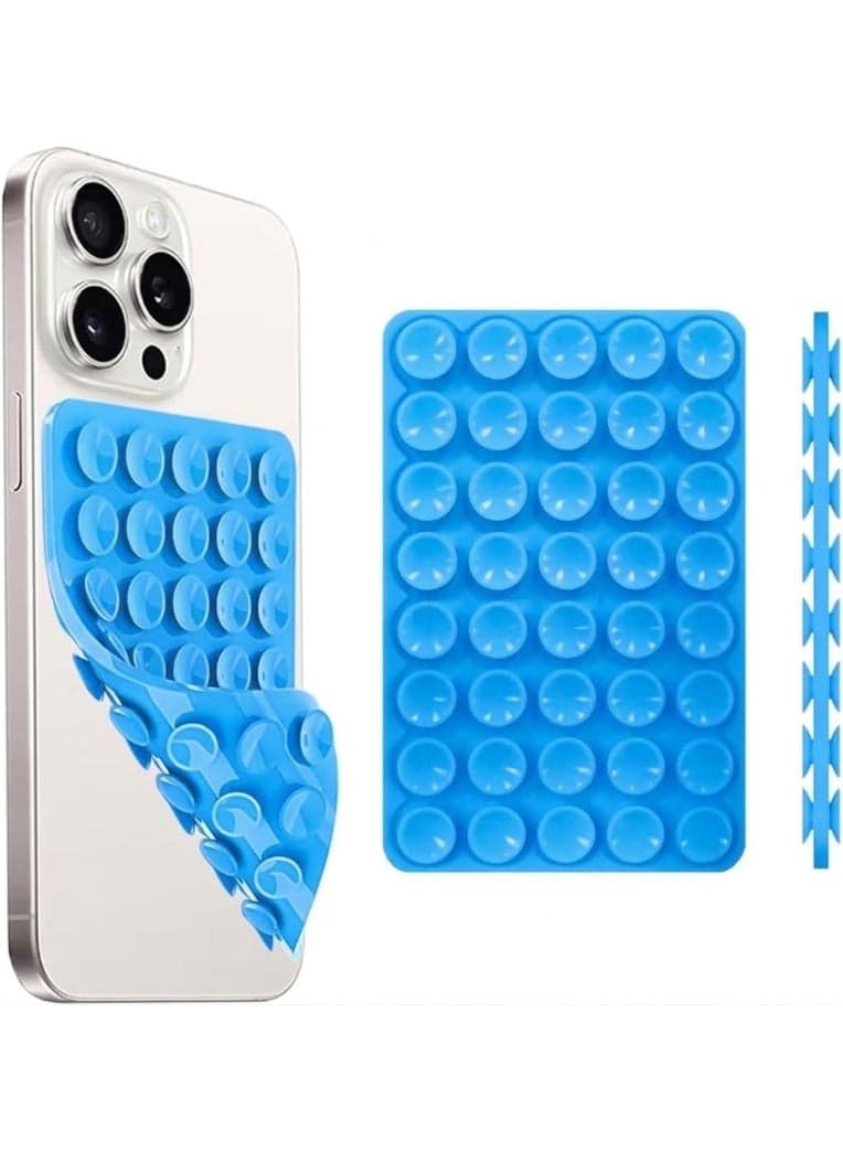 Silicone Suction Cup Phone Holder – 1 Piece – Double-Sided Strong Grip – Hands-Free Mount – For Selfies & Videos – Blue Phone Grips & Stands