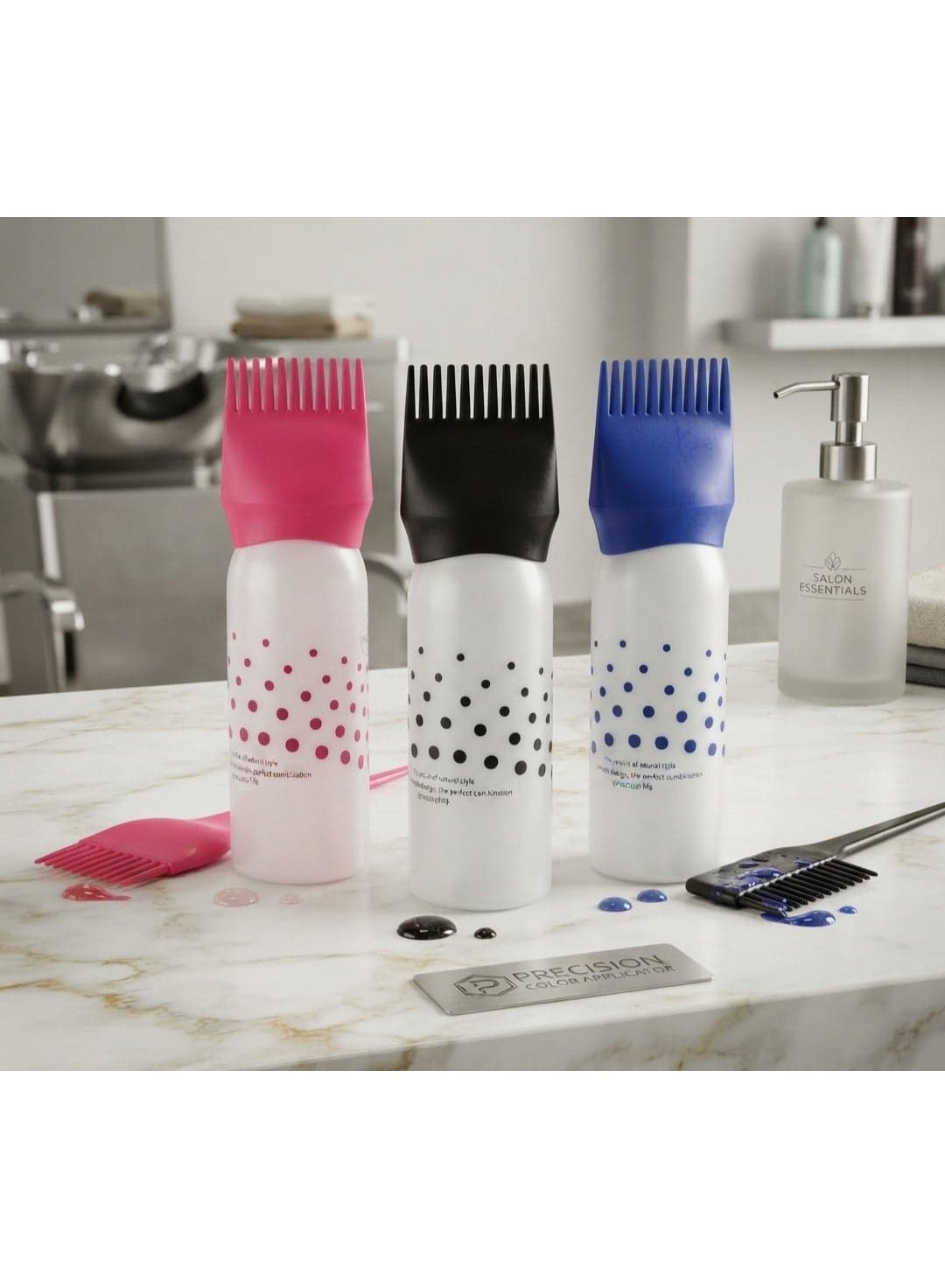 Root Comb Applicator Bottle - Applicator Bottle for Hair Dye and Hair Oil Applicator with Graduated Scale (multicolor) Hair Care Accessories (8)