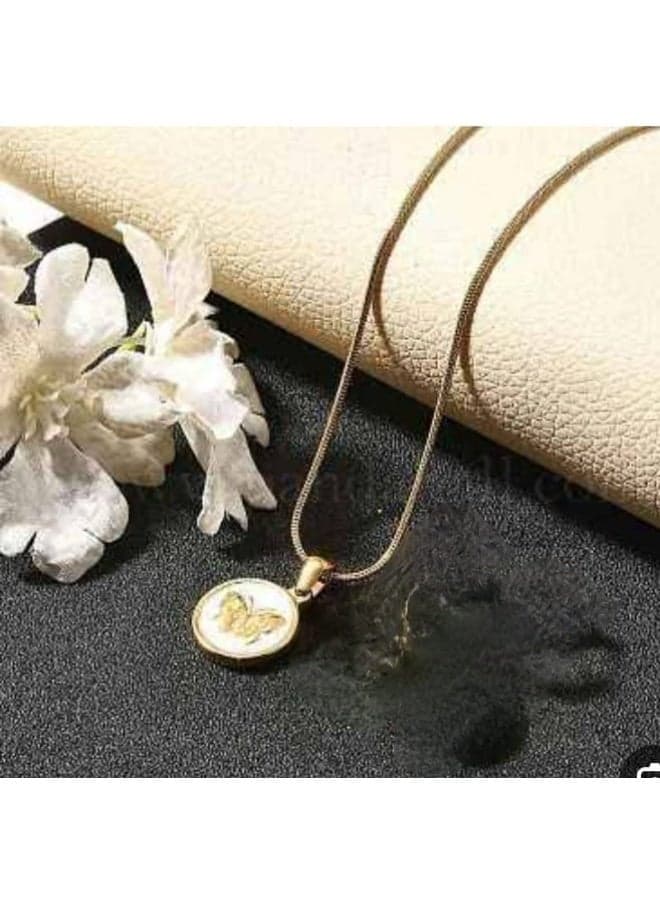 Elegant butterfly pendant, made of stainless steel, gold-plated chain Men's Necklaces