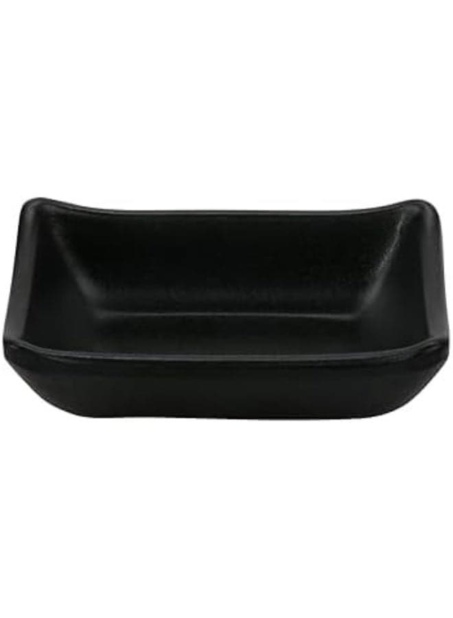 Pack of 2 Melamine Bowls, Dipping Bowls, Small Rectangular Sauce Dish for Sauces, Melamine Serving Bowl for Sauce, Sushi, Sashimi, Garlic, Ingredients, Condiments, Seasoning Prep Bowls, Appetizers (Black Shatterproof) Dinnerware & Serveware Bowls (٧)