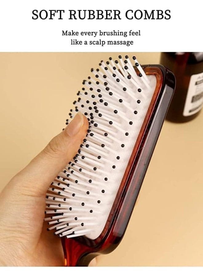 Large rectangular cushioned hairbrush with a plastic handle for hairstyling – brown. Hair Brushes (5)
