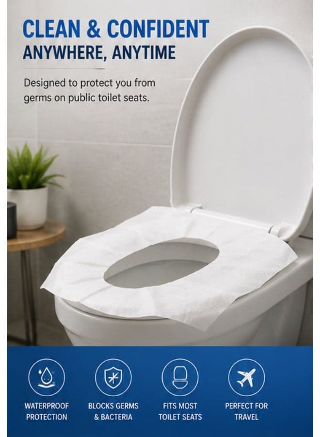 Disposable Toilet Seat Covers – 50 Individually Wrapped Waterproof Travel Toilet Seat Protectors – Hygienic Portable Covers for Public Restrooms – Fits Most Toilet Seats (2)