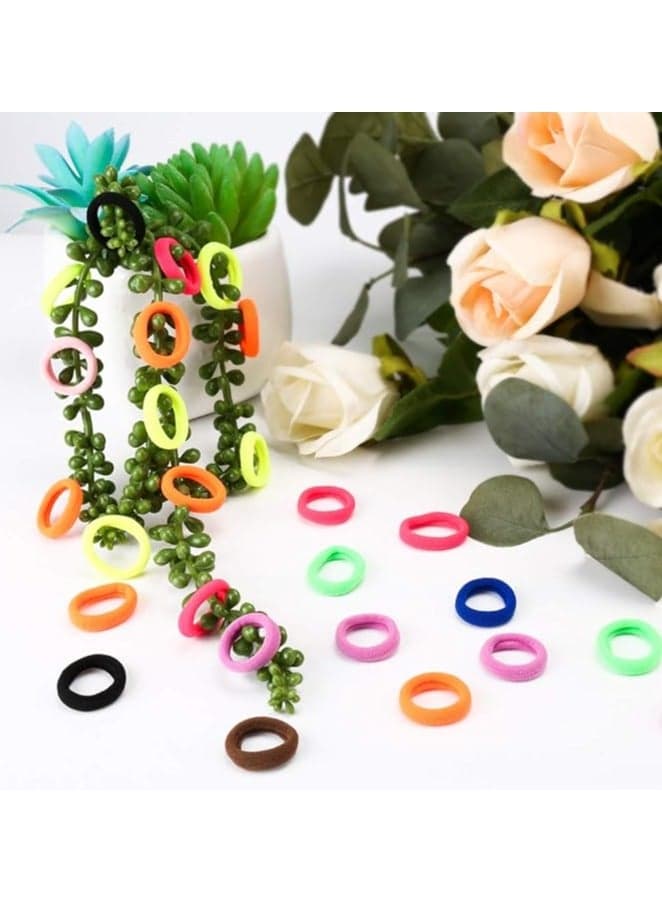 Cotton Hair Ties for Girls Kids, Seamless Hair Ties and Scrunchies, Small Elastic Ponytail Holders 100pcs (٣)