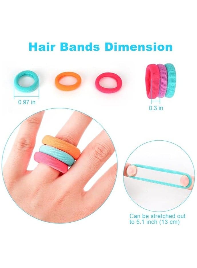 Cotton Hair Ties for Girls Kids, Seamless Hair Ties and Scrunchies, Small Elastic Ponytail Holders 100pcs (٤)