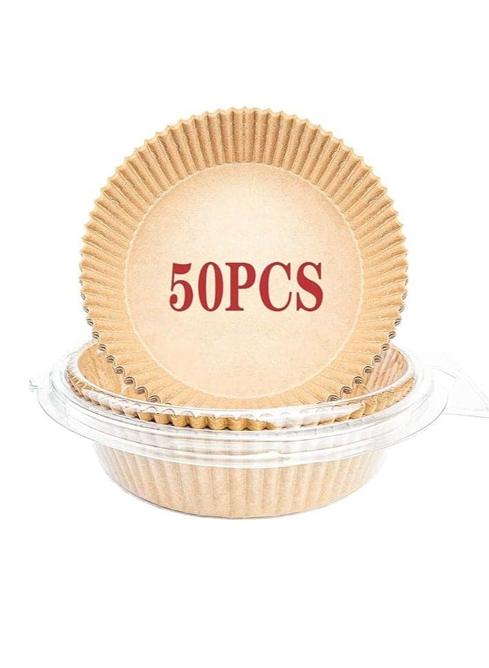 Air Fryer Disposable Paper Liner, Non-stick Disposable Air Fryer Liners, Baking Paper for Air Fryer Oil-proof Water-proof, Food Grade Parchment for Baking Roasting Microwave(50 PCS-7.9inch)