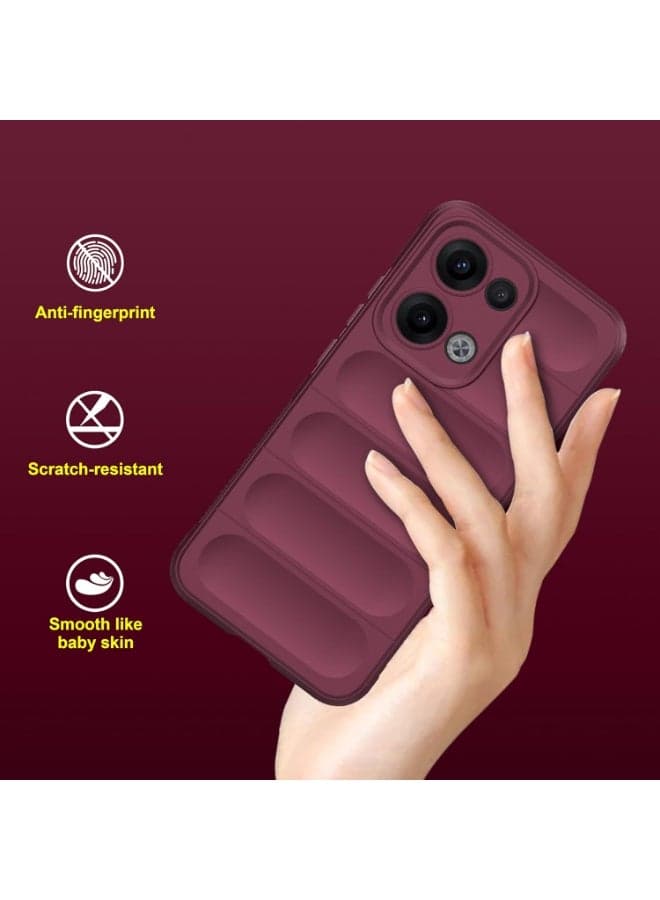 Premium Protection Back Silicone Case Compatible with Oppo Reno 13 5G Magic Shield Shockproof Case with Camera Protection (wine Red) (2)
