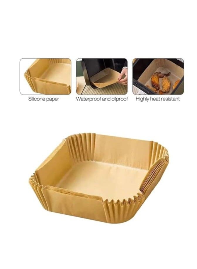 Air Fryer Disposable Paper Liners 100 Sheets Non Stick Baking Parchment Oil Proof Heat Resistant Cooking Paper for Air Fryer Oven Microwave Round Food Safe Disposable Kitchen Accessories (٤)