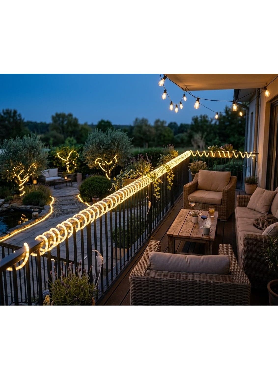 LED Light Strip, double 2M Warm White Light, with Power Plug (6)