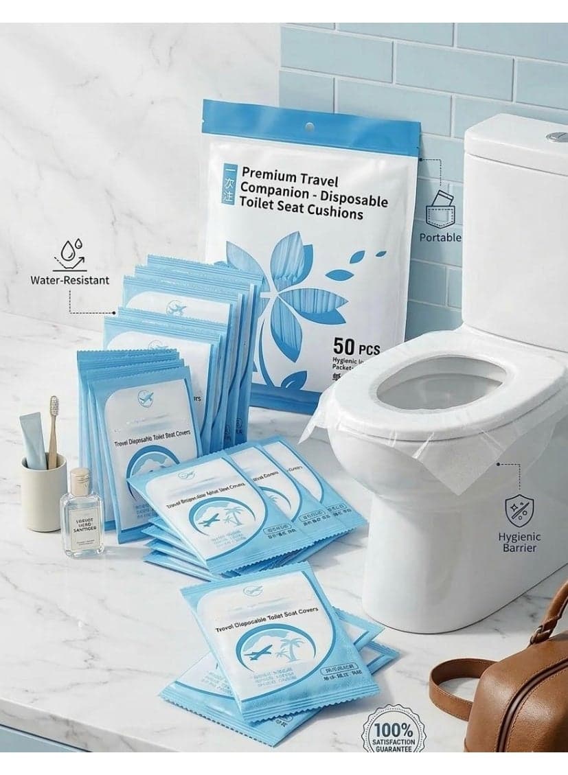 50 pieces of disposable travel toilet seat waterproof portable WC seat cushion toilet seat travel business convenient toilet daily independent packaging Toilet Lid & Tank Covers