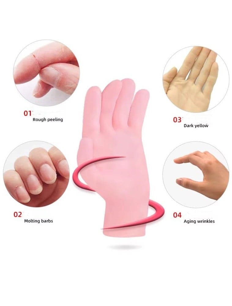 Silicone Moisturizing Gloves for Dry Cracked Hands - Reusable Spa Gel Gloves - Pair (6)