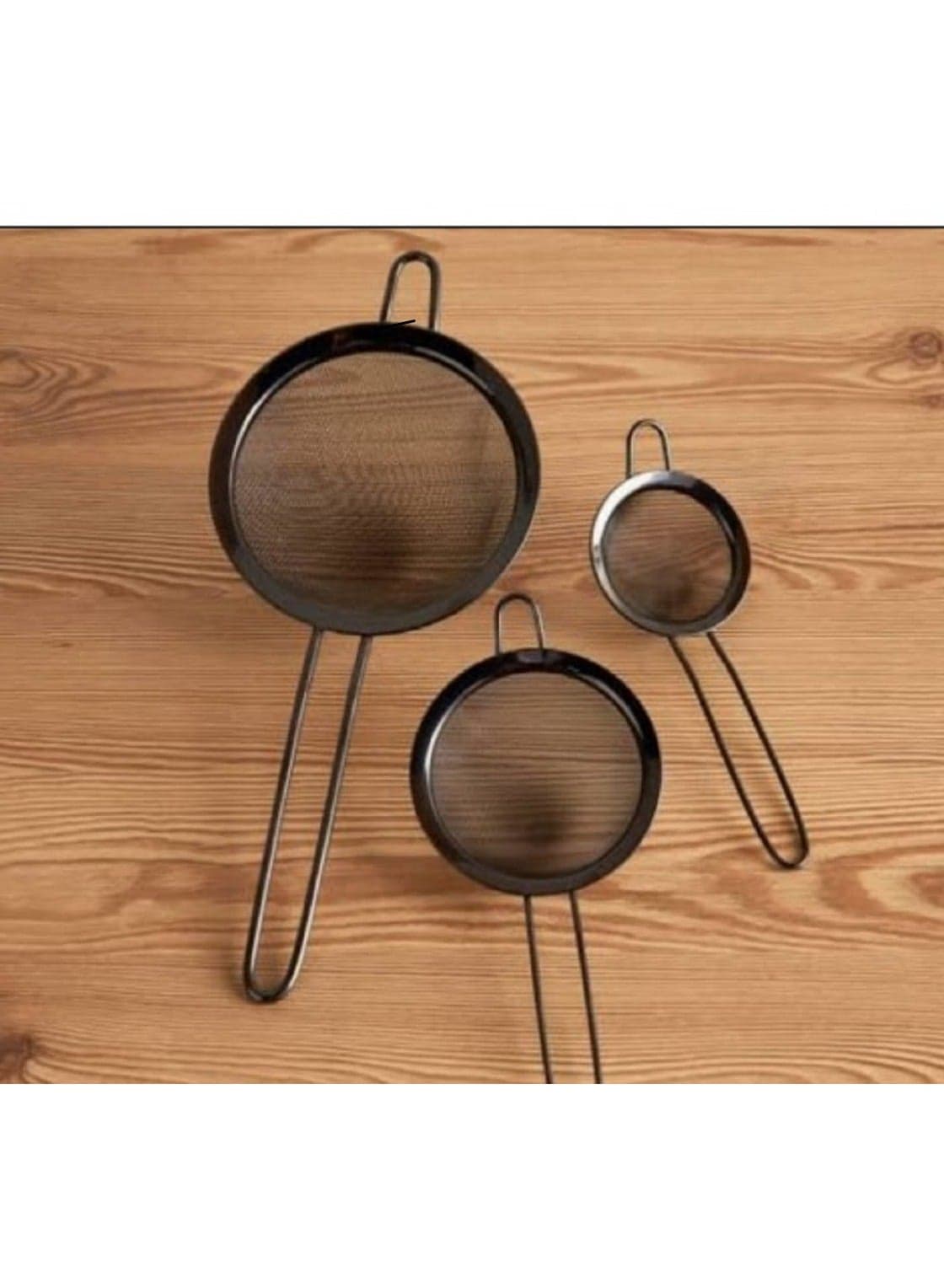 High quality stainless steel small strainers set consisting of 3 pieces Sieves