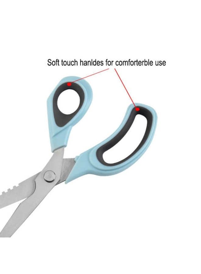 Stainless Steel Zigzag Scissors with Soft Grip - Multicolor Kitchen Shears (٥)
