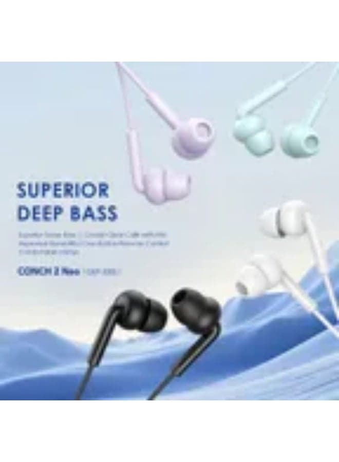 Conch 2 Neo 3 OEP-320S Wired Earphones - HD Stereo Sound, Clear Calls, Built-in Mic, Comfortable In-Ear Fit, Compatible with Smartphones & Tablets (3.5mm Jack) - Black (8)