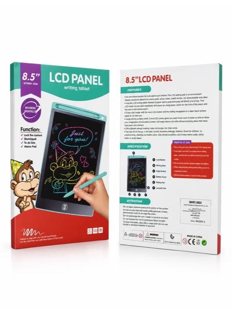 8.5-Inch LCD Writing Tablet with Stylus, Reusable Electronic Drawing & Writing Pad with One-Touch Erase and Screen Lock, Portable Doodle Board and Memo Pad for Kids and Adults, School, Home, Office, Notes, Homework and Drawing, Assorted Colors Reading & Writing