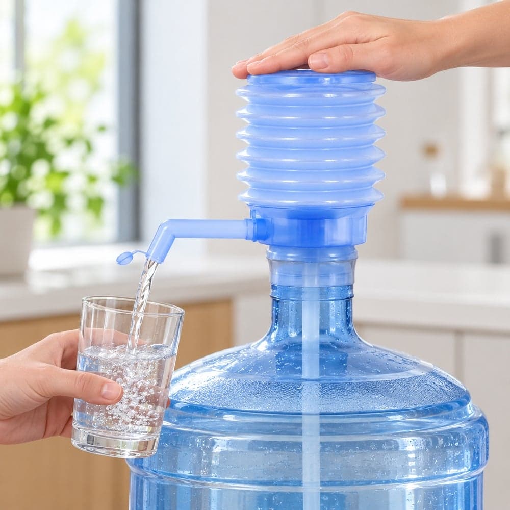 Manual Press Water Pump for Large Water Bottles with Suction Tube and Dispensing Spout Blue - 1-8 Water Pump Dispensers (٦)