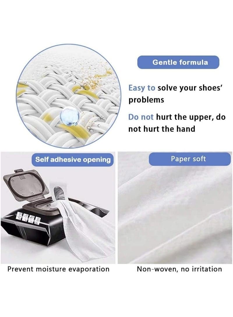 Sneaker Wipes - Instant Shoe Cleaner Wipes for Quick Dirt & Stain Removal - Sneaker Cleaning Kit for Shoes - Effective Shoe Wipes for Sneakers (1 Pack - 80 Pcs) Men's Shoe Care & Accessories (4)