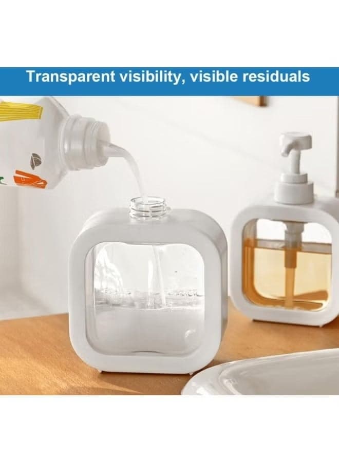 500ml Soap Dispenser, Refillable Hand Wash Liquid Dispenser, Dish Detergent, Shampoo, Lotion Bottle with Pump Head, Ideal for Kitchen Sink, Bathroom or Shower (White) Countertop Soap Dispensers (٣)