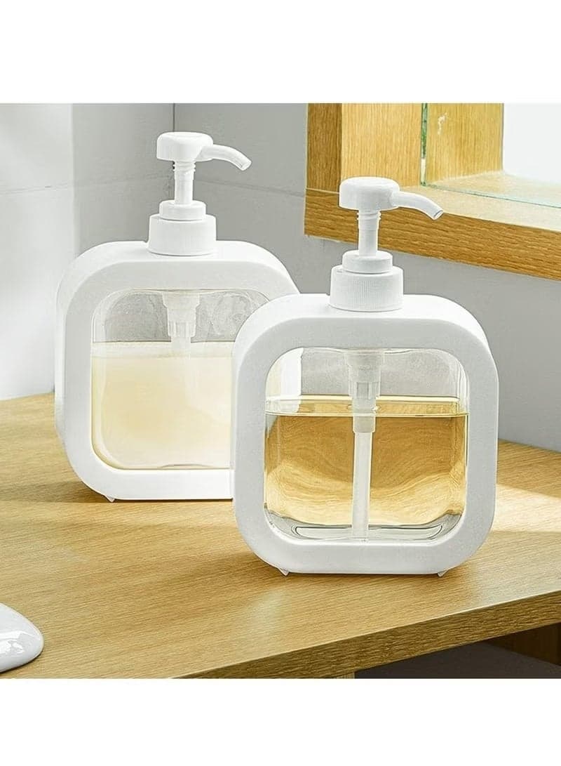 500ml Soap Dispenser, Refillable Hand Wash Liquid Dispenser, Dish Detergent, Shampoo, Lotion Bottle with Pump Head, Ideal for Kitchen Sink, Bathroom or Shower (White) Countertop Soap Dispensers (٤)