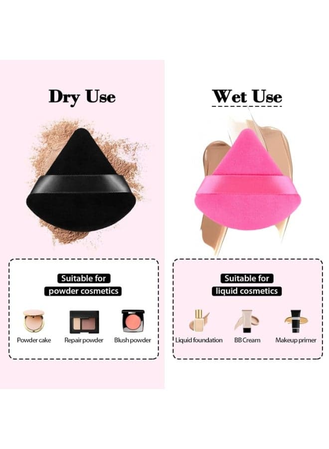 6Pcs of Triangular Powder Puff Makeup Sponges, Made of Super-soft Velvet, Designed for Contouring, Eye, and Corner, Beauty Blender Foundation Mixing Container (Multicolor) Make Up Sponges (٣)