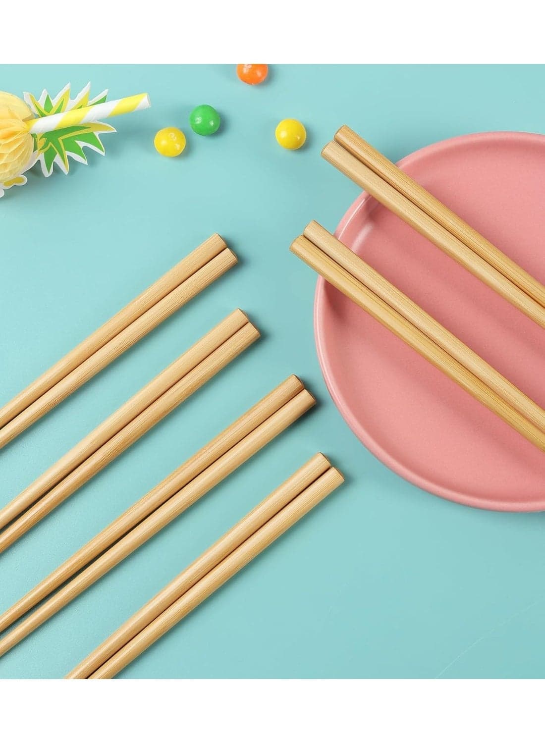 Kids Short Chopsticks Bamboo Reusable Training Chop Sticks for Beginners-10 Pairs Chopsticks & Chopstick Holders (٥)