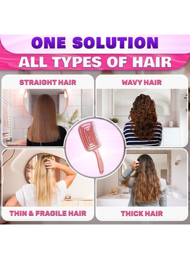 Lightweight Detangling Hair Brush – Curved Vent Design, Anti-Static, Pain-Free Styling, Suitable for Women, Men, Kids & Wigs (8)