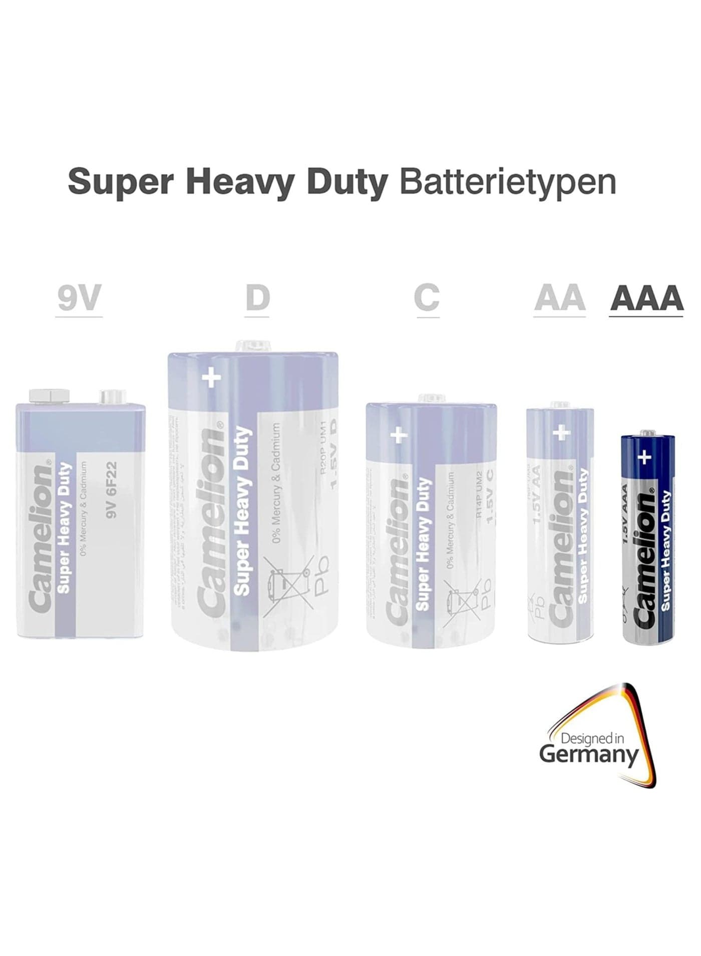 Camelion Super Heavy Duty R03 AAA Zinc-Carbon Batteries – Economical Power (Box of 12) Household Batteries (٥)