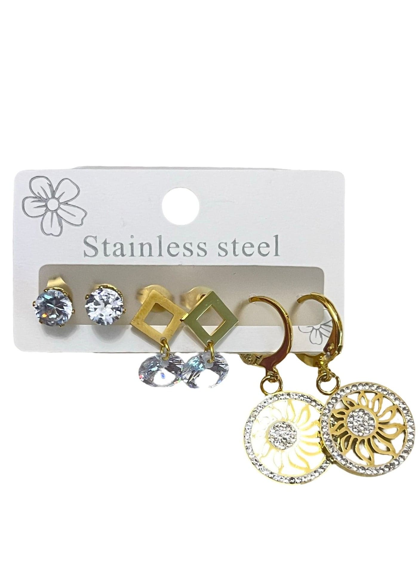 This stainless steel earring set offers the perfect