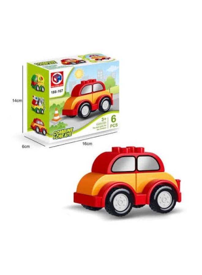 Safwa Toys Red Building Blocks Car – Educational Assembly & Construction Toy for Kids