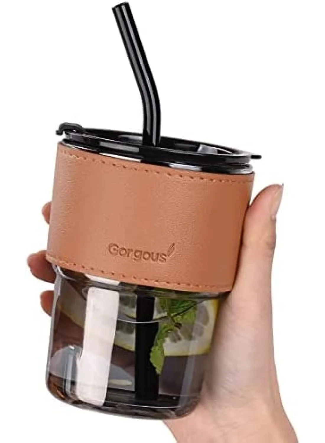 Thermal mug with straw and leather case, 435 ml Gifts & Merchandise