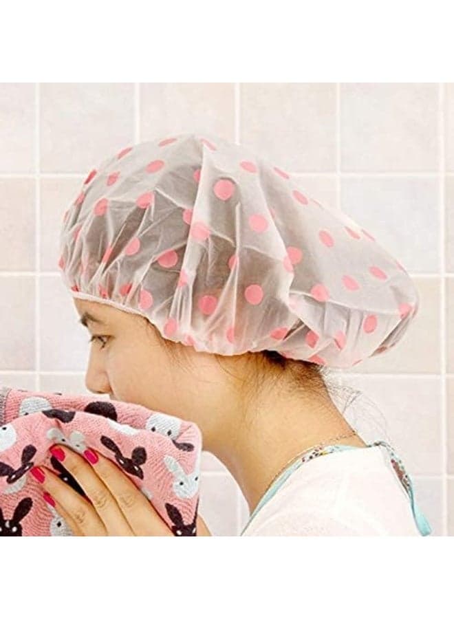 Shower Caps for Women uk,Waterproof and Reusable Bath Cap,28cm Width with Elastic Band, Large Plastic Long Hair Eco Cap.1PCS
