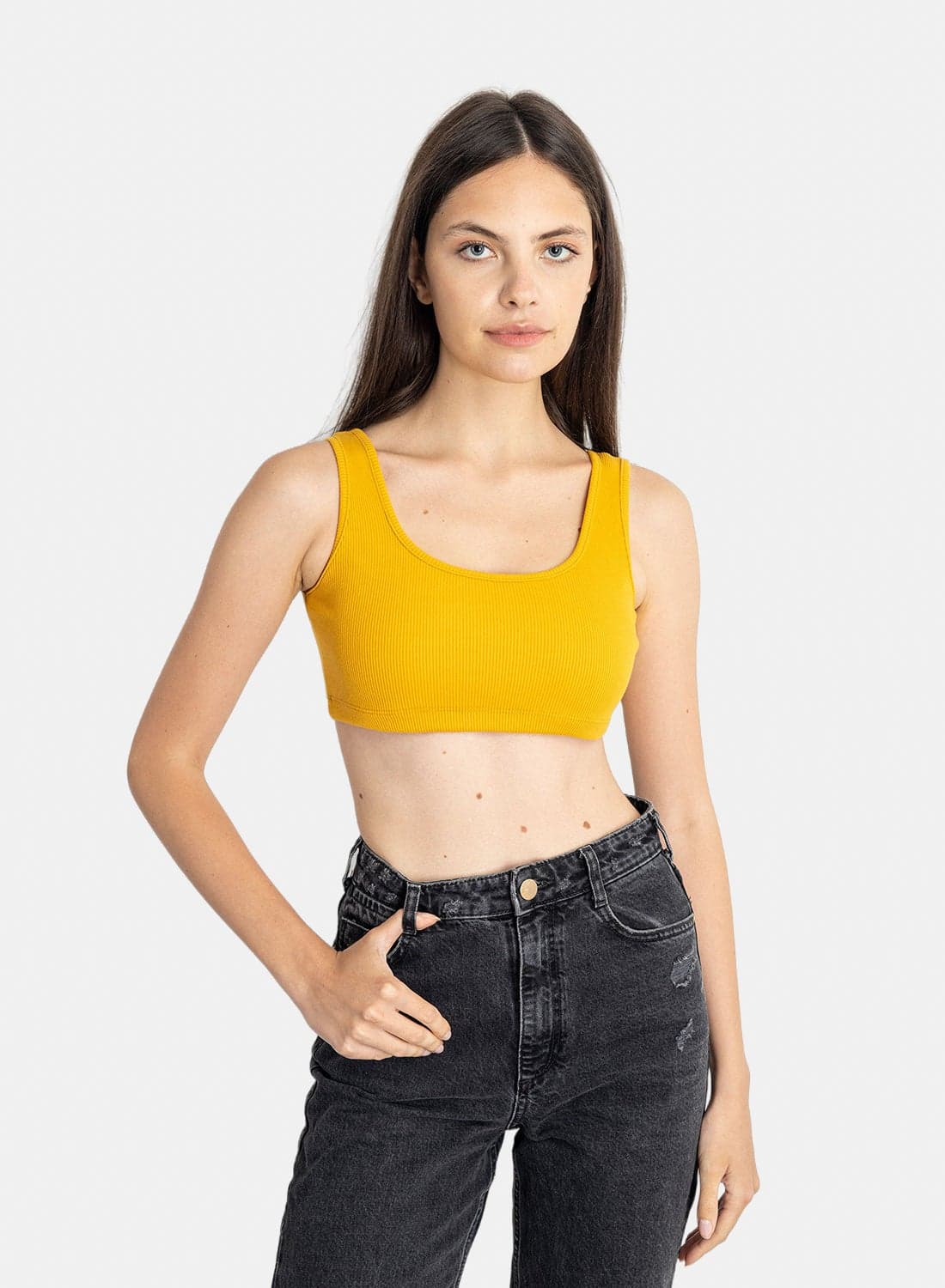 Square Neck Cropped Tank Top Crop Tops