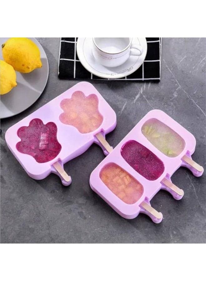 Lollipop Chocolate Mould Ice Cream Jelly Popsicle Maker Reusable Silicone DIY Special Shaped Mold with Plastic Sticks, 3 Cavity(Mulitecolor) (١٢)