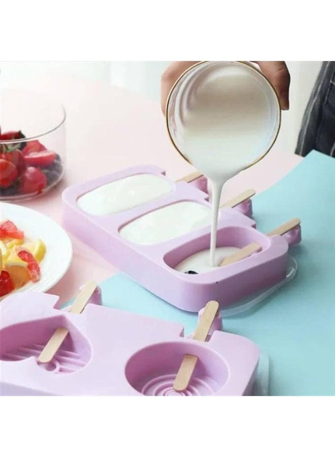 Lollipop Chocolate Mould Ice Cream Jelly Popsicle Maker Reusable Silicone DIY Special Shaped Mold with Plastic Sticks, 3 Cavity(Mulitecolor) (١١)