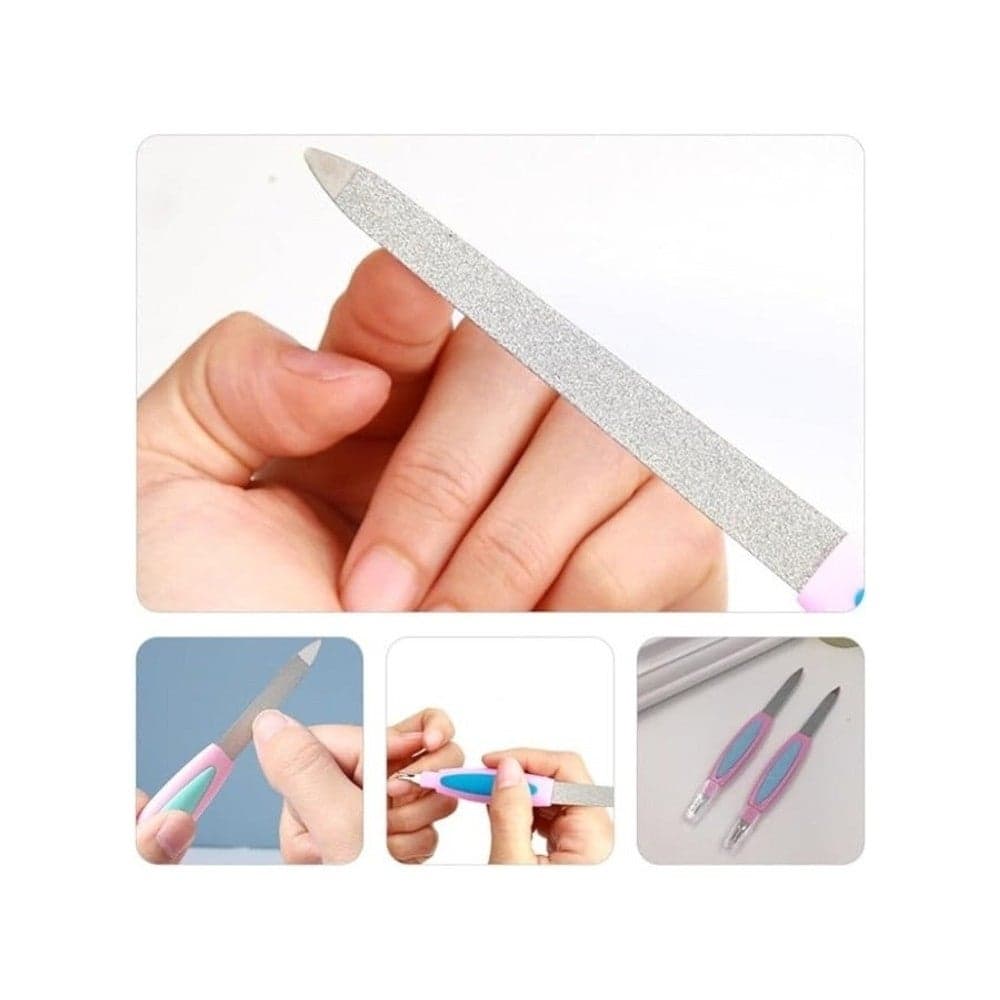3Pcs Nail File Double Head 2-in-1 Professional Manicure Tool – Stainless Steel & Plastic Salon Buffer with Dual-Use Design for Polishing Cuticles, Shaping Nails, Removing Dead Skin, Acrylic Glue, and Uneven Nail Surfaces – Portable, Durable, Eco-Friendly Nail Art Tool for Home and Salon Use Makeup Tools & Accessories (2)