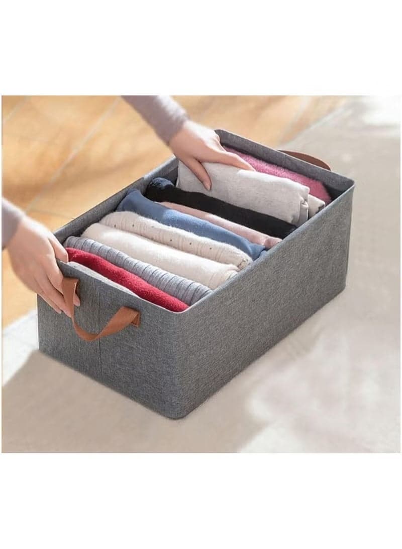 Wardrobe Organizer, Foldable Storage Basket with Heavy Duty Metal Hardware, Drawer Organizers with Durable Washable Handles (1) Storage Boxes