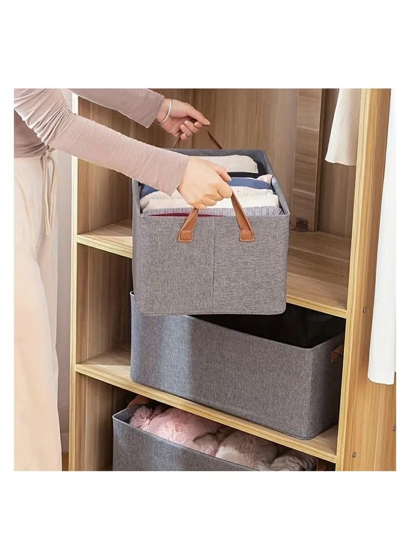 Wardrobe Organizer, Foldable Storage Basket with Heavy Duty Metal Hardware, Drawer Organizers with Durable Washable Handles (1) Storage Boxes (٤)