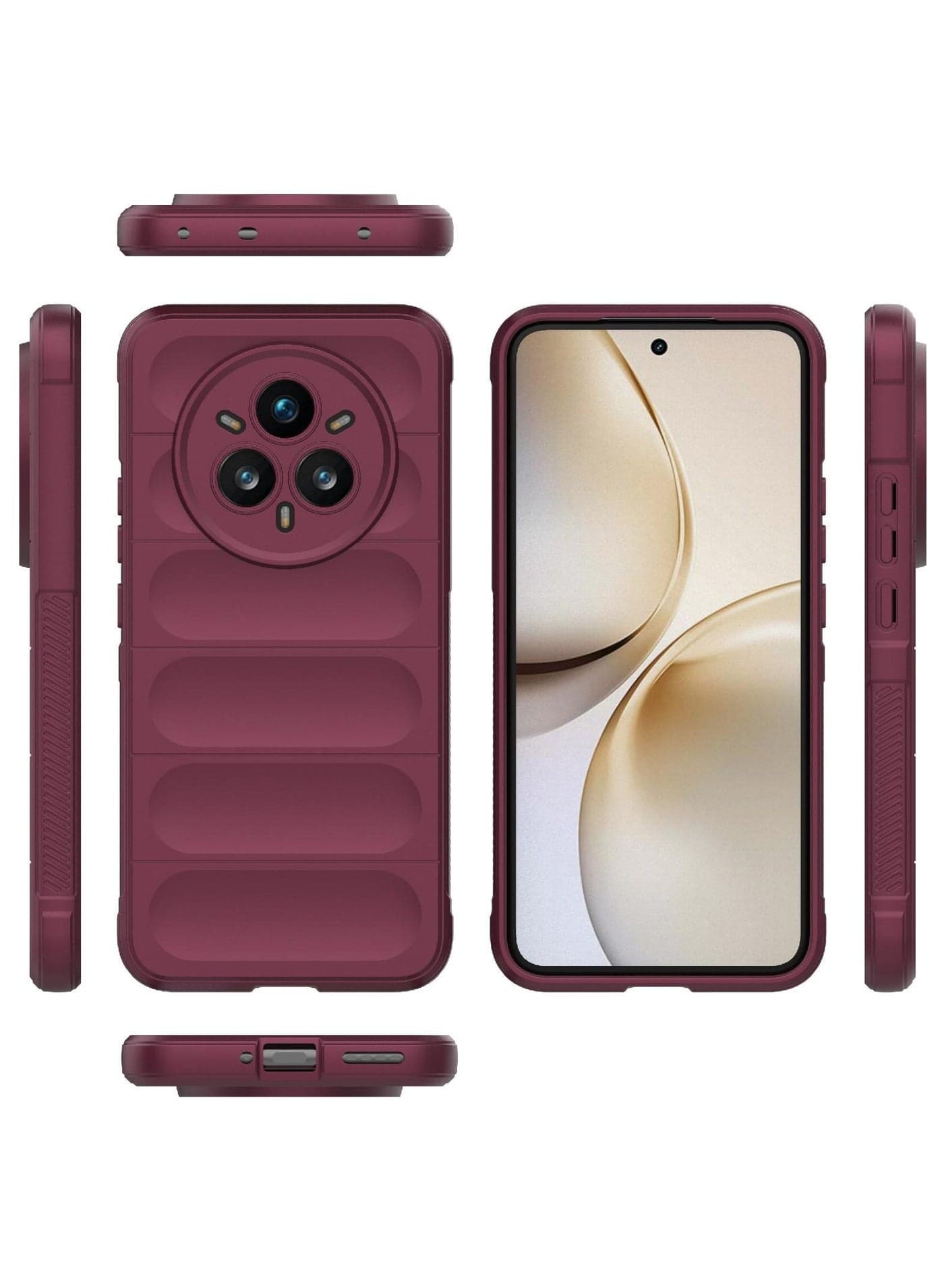 Phone case cover Magic Shield TPU + Silicone Shockproof Phone Case For Realme 14 Pro Plus (Wind Red) (٣)