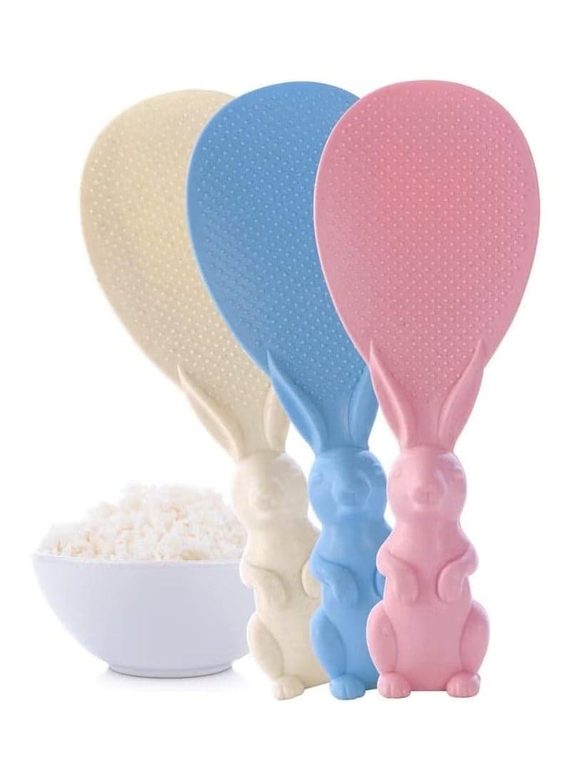 3pcs Rabbit Shape Standing Rice Spoon Household Rice Spoon for Cooking Rice (Random Color) Ice Cream Scoops (٢)