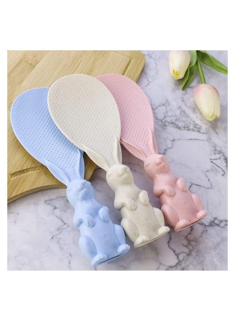 3pcs Rabbit Shape Standing Rice Spoon Household Rice Spoon for Cooking Rice (Random Color) Ice Cream Scoops