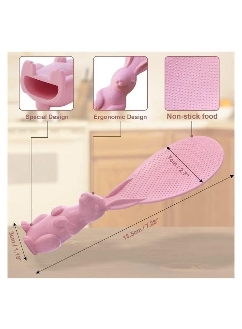3pcs Rabbit Shape Standing Rice Spoon Household Rice Spoon for Cooking Rice (Random Color) Ice Cream Scoops (٥)
