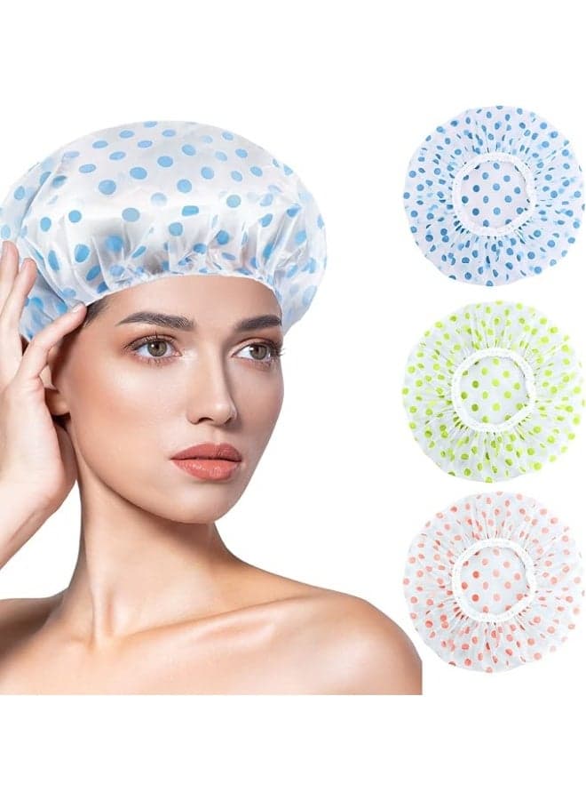 Shower Caps for Women uk,Waterproof and Reusable Bath Cap,28cm Width with Elastic Band, Large Plastic Long Hair Eco Cap.1PCS (3)