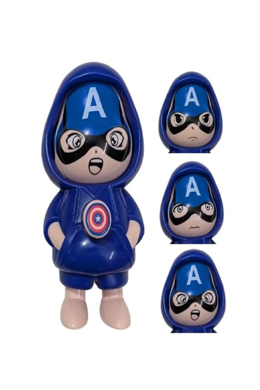 Captain America Keychain 2025, Fidget Key Chains, Face Changing , Cute Cartoon Figure with Three Expressions, Cute ,Kids Action Figures (٢)