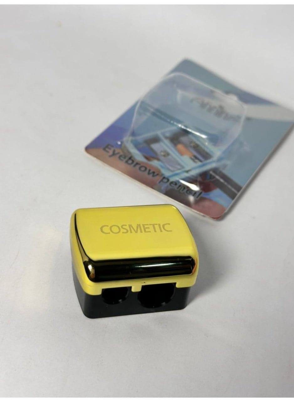 Dual-Hole Makeup Pencil Sharpener – Portable Small Eyeliner & Eyebrow Pencil Sharpener with metallic Cover 1PC may vary color (٢)