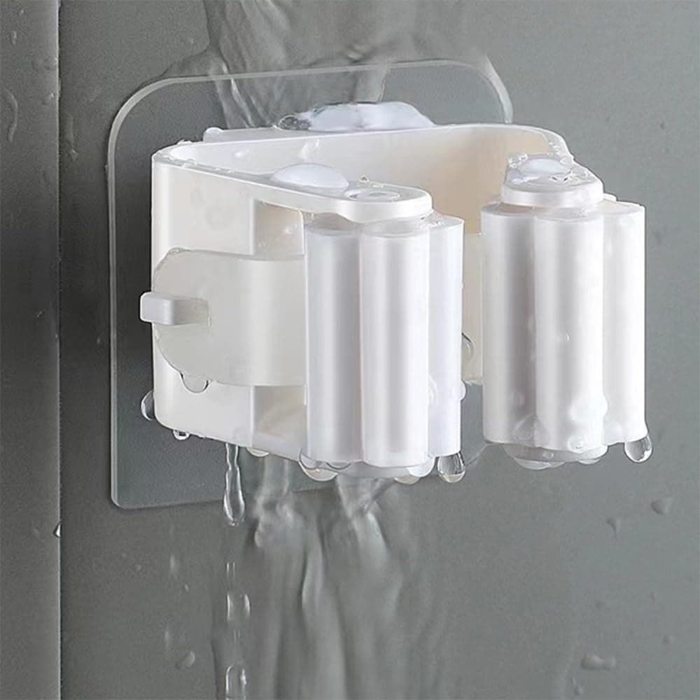White Broom and Mop Holder Organizer 2 Pieces - 3-9 Garage Storage (٢)