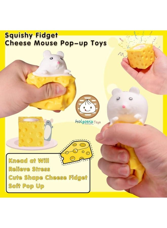Cheese Squishy Stress Toys Novelty Squishy Ball Cheese Mouse Squishy Stress Toys Mouse in Cheese Squeeze Fidgets Relieve Stress (٤)