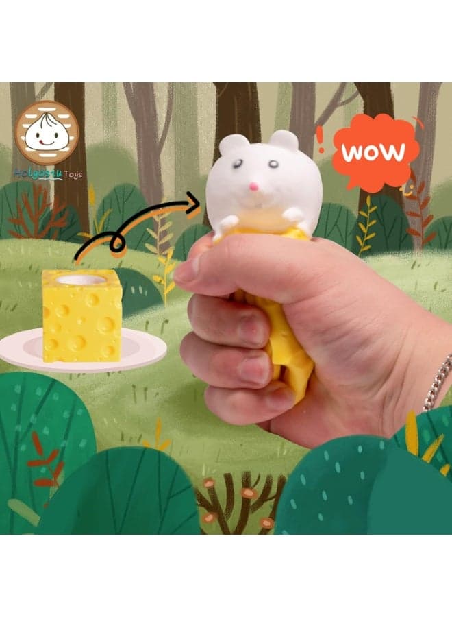 Cheese Squishy Stress Toys Novelty Squishy Ball Cheese Mouse Squishy Stress Toys Mouse in Cheese Squeeze Fidgets Relieve Stress (٥)